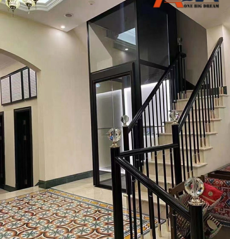 Thang máy thuỷ lực cabin bao kính