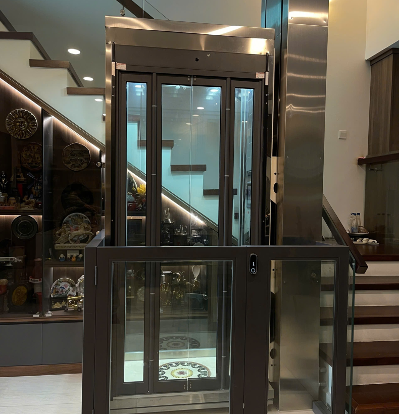 Thang máy gia đình mini kính cường lực