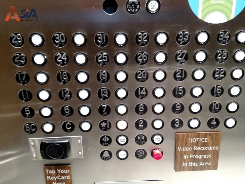 Nút bấm cơ học trong thang máy