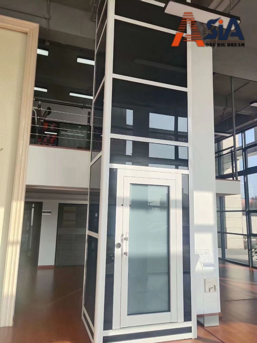 mẫu thang máy cabin kính gia đình hiện đại sang trọng