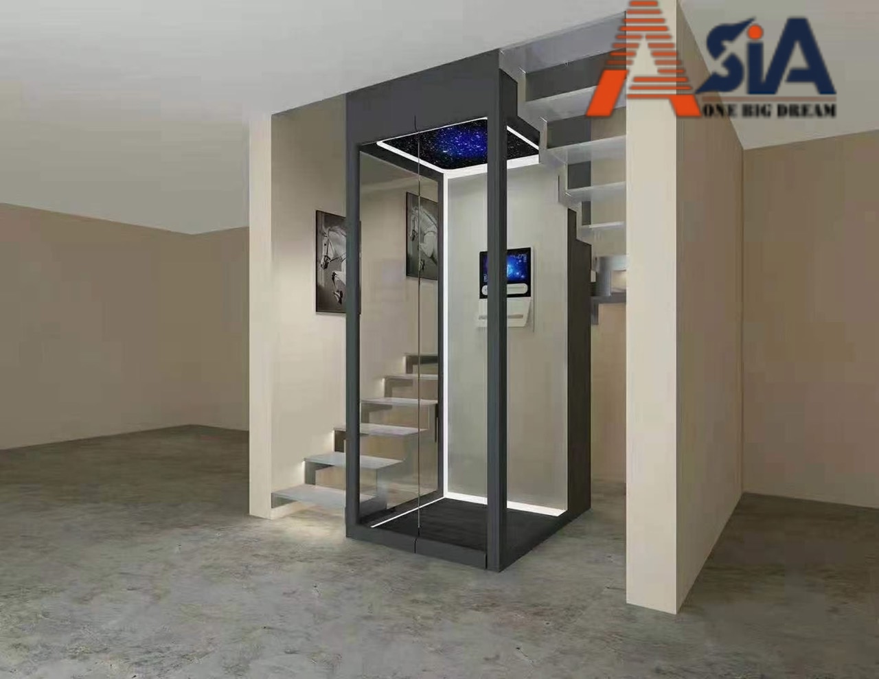 thang máy thủy lực thiết kế nghệ thuật cho nhà phố biệt thự