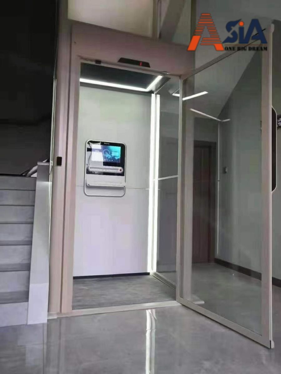 thang máy thủy lực tông trắng cho nhà phố nhỏ