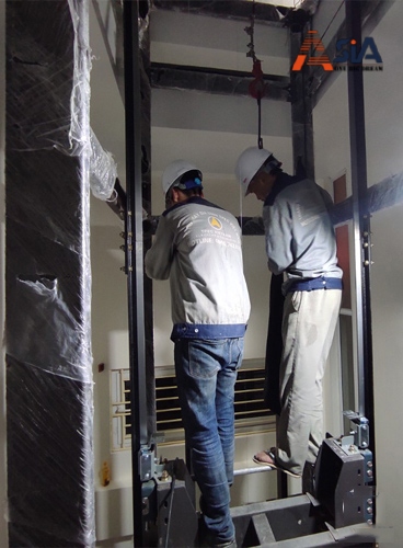 Hình ảnh công trình khung thép thang máy ASIA được lắp đặt thực tiễn