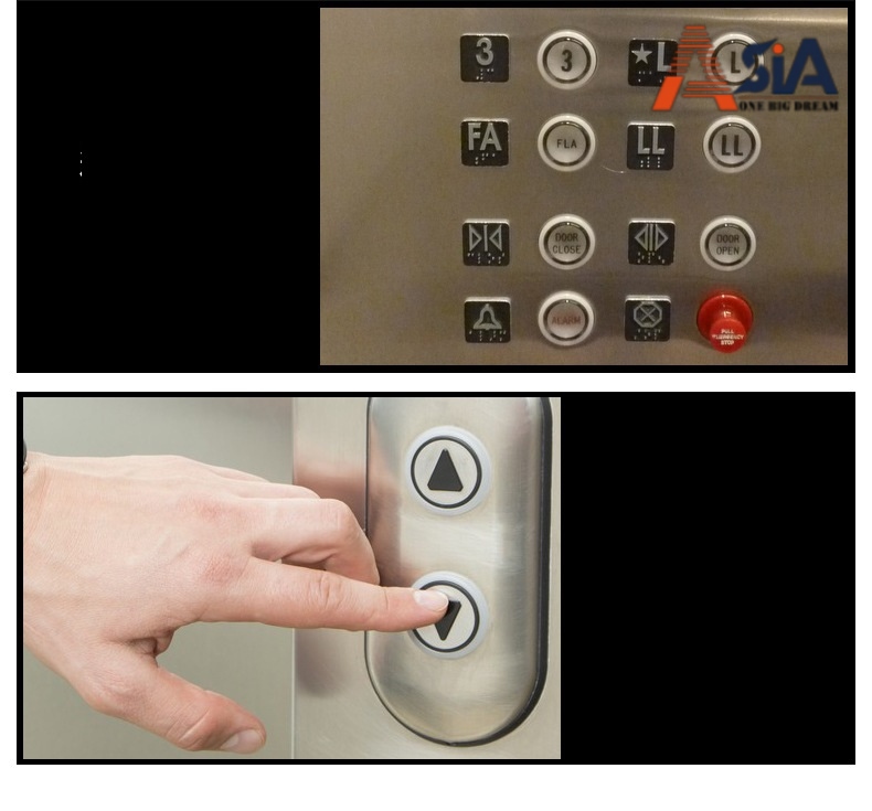 Hình ảnh bảng điều khiển thang máy được lắp đặt nút bấm thang máy tròn