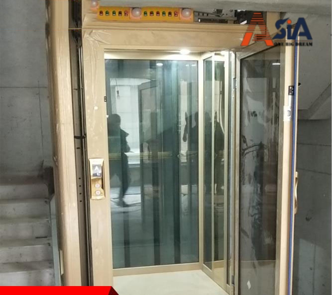 Mẫu thang máy thuỷ lực Asia 8 được khách hàng lựa chọn lắp đặt cho công trình nhà ở